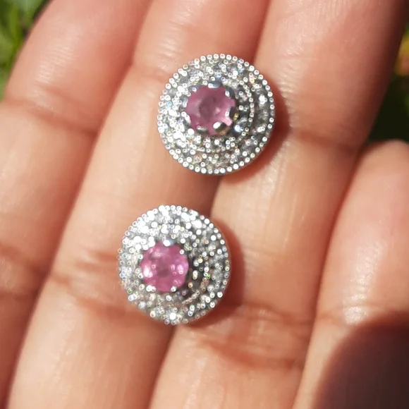 925 Genuine Pink Sapphire and White Zircons. Bride,  Mother-of-the Bride. - Picture 9 of 12